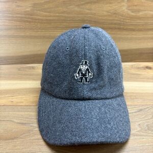 Gray Wool Baseball Cap with Embroidered Monopoly Character